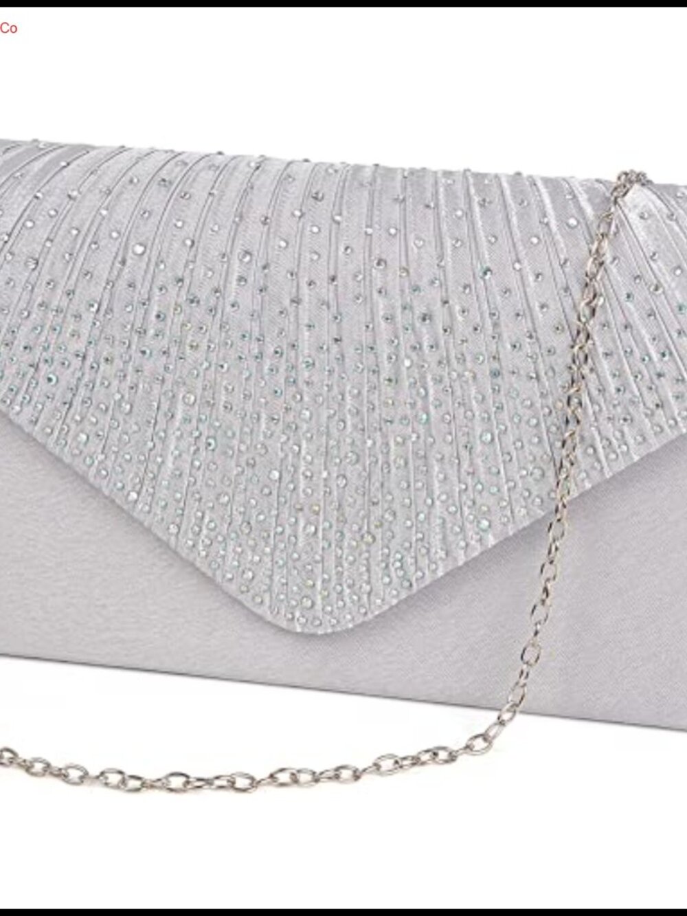 Satin Evening Clutch Rhinestone Pleated Flap Detachable Chain Crossbody